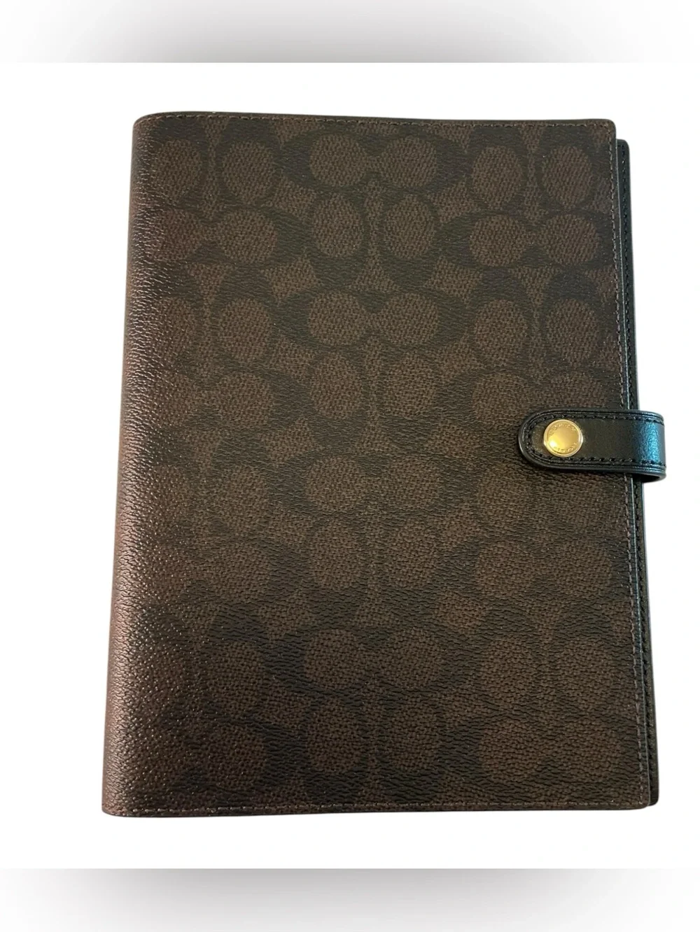 Coach Notebook Cover & Notebook Walnut/Black Dark Brown Signature Canvas/Leather